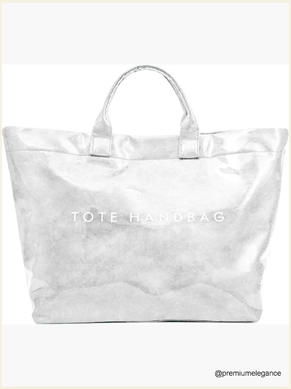 Large Kraft Paper PVC Tote Bag with Letter Print Waterproof Clear Hobo Handbag